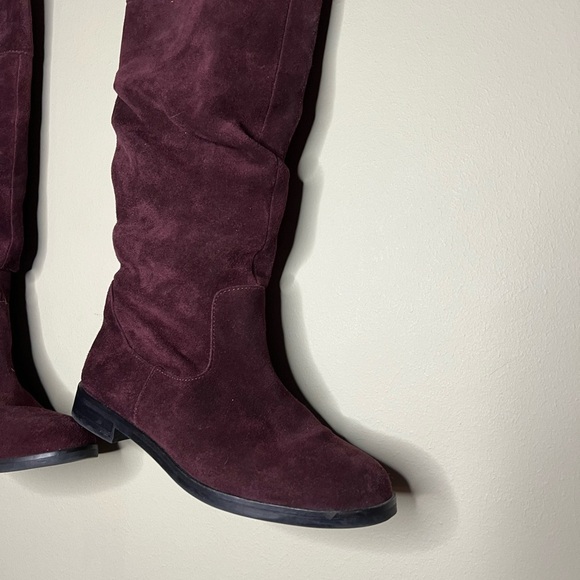 Steve Madden Balen Leather Suede Knee High Slouch Boot Burgundy 6 - Picture 14 of 16